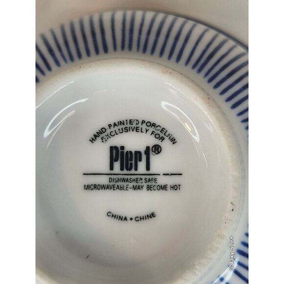 Pier 1 Blue White Hand painted Salad, Cereal Serving Bowl 5" Mint Condition. - Picture 4 of 7